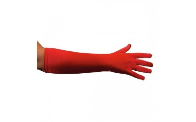 Handschoenen satijn luxe rood (40cm)
